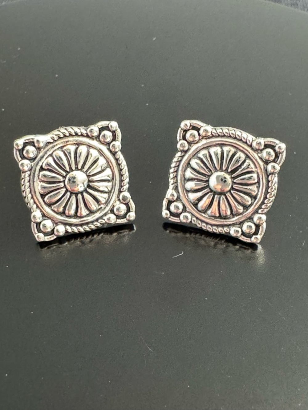 Sterling Silver Sunburst Concho Stud Earrings